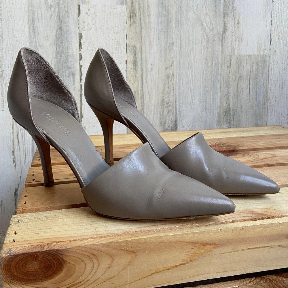 CLEARANCE! VINCE Size 7.5 Claire Heels Grey Leather Pointed High Dress Shoes